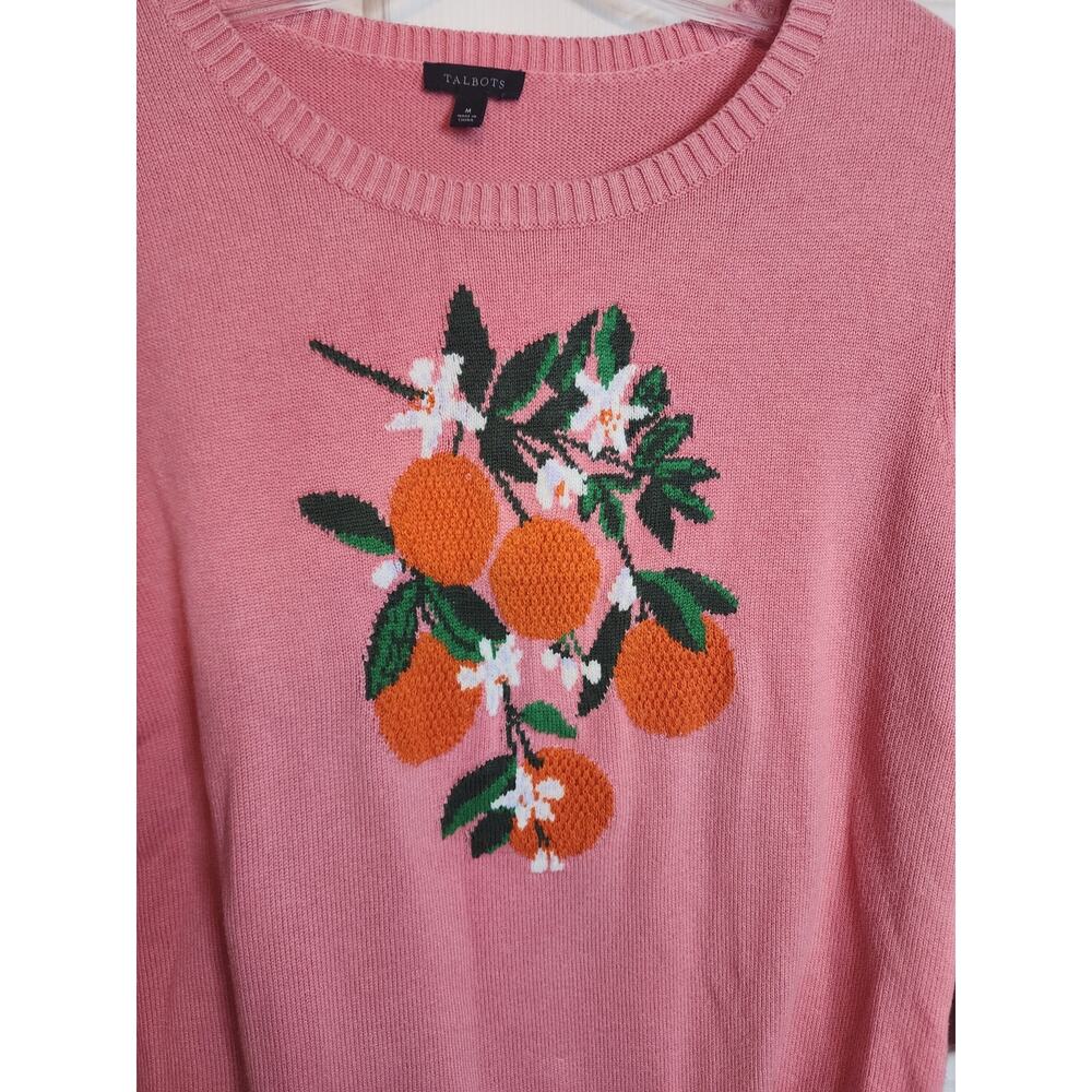 Talbots Bold Oranges Crew Neck Sweater, Medium - image 2